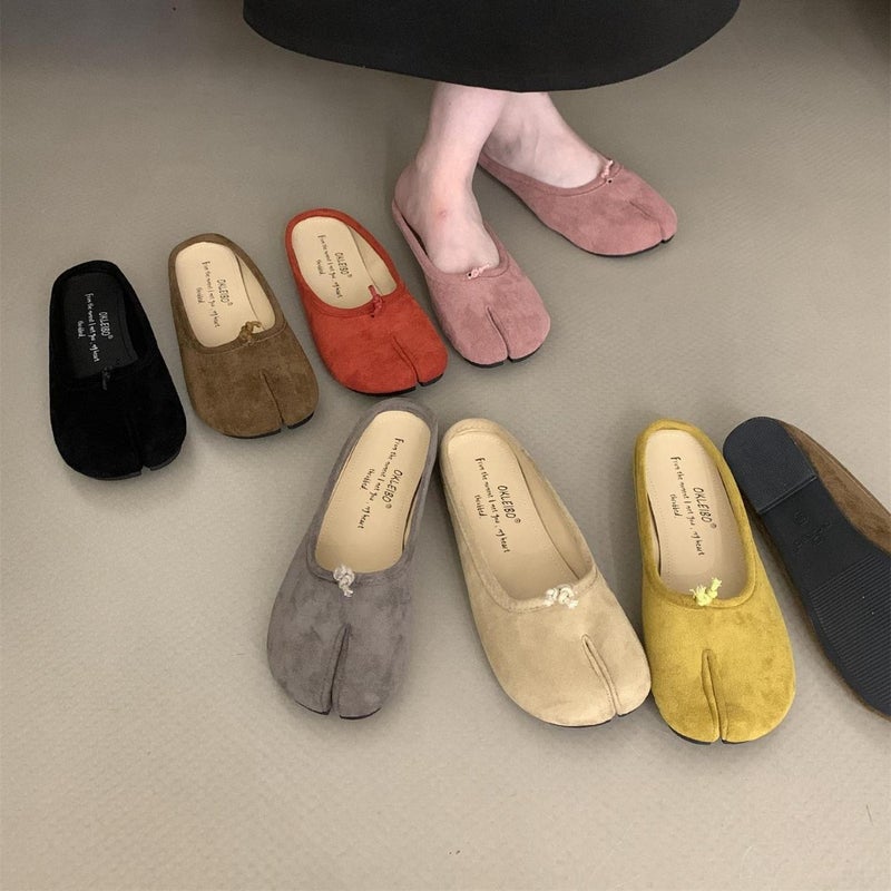 Gentle Late Night Style Pig'S Trotter Shoes Women'S 2024 Suede Korean Style Soft Bottom Shallow Mouth Half Shoes - Image 2